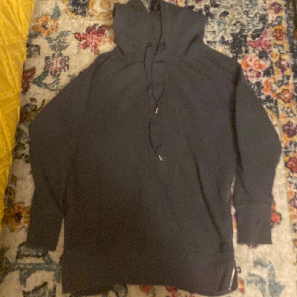 Aerie // Dark Blue Hoodie with Zippered Side Detail